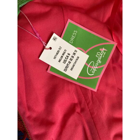 Pappagallo Women's Dress Size 6  Melon Multicolored Sleeveless NWT - Picture 7 of 10